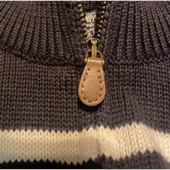 Vintage Polo Jeans Co Ralph Lauren 1/4 Zip Navy Ribbed Sweater Pullover USA Flag - Picture 5 of 5